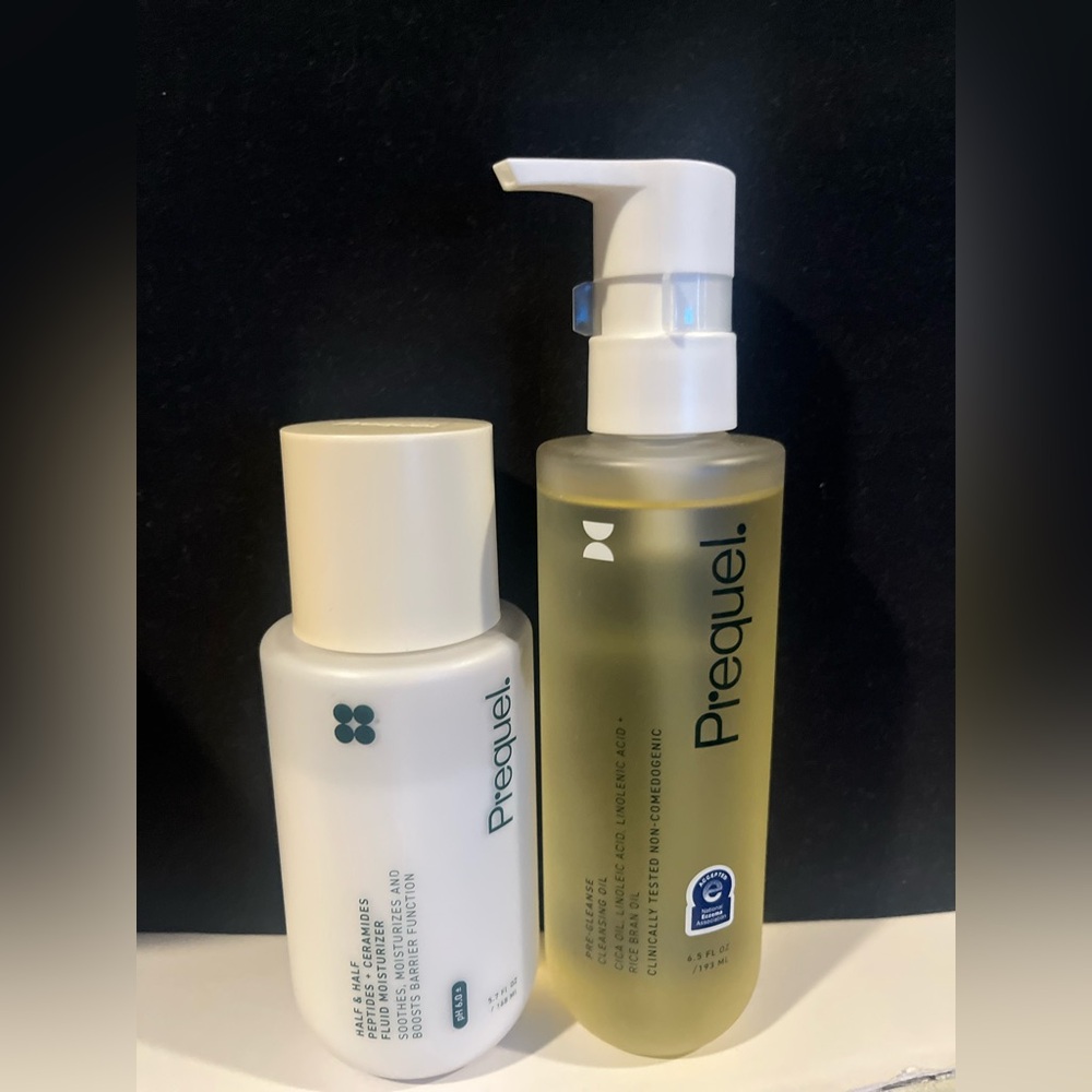 Prequel oil cleanser and half & half moisturizer duo